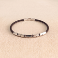 The Quad Modular .925 Silver & Leather Bracelet – Onyx Black Edition