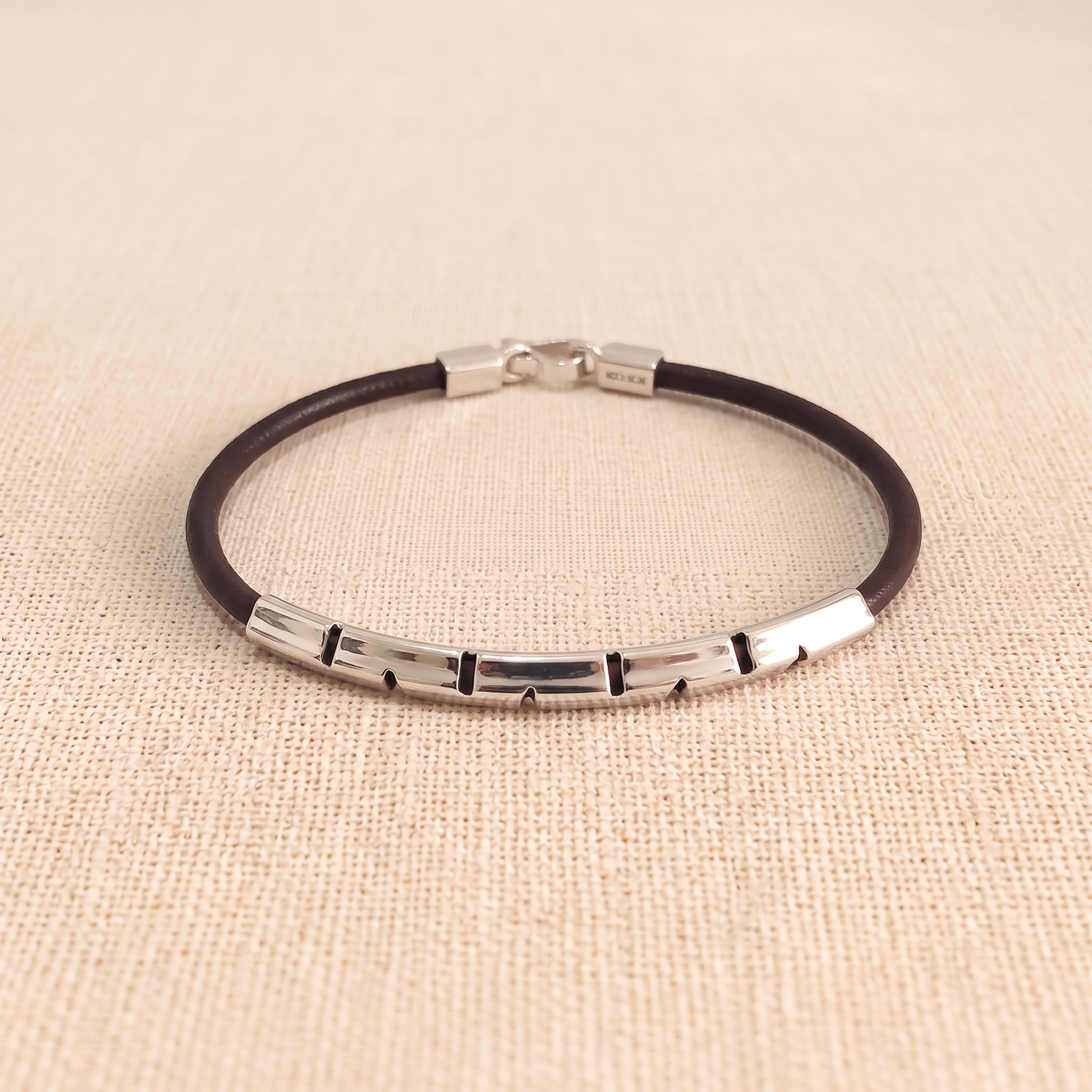 The Quad Modular .925 Silver & Leather Bracelet – Espresso Edition