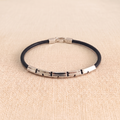 The Quad Modular .925 Silver & Leather Bracelet – Onyx Black Edition