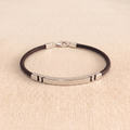 The Grid Linear .925 Silver & Slim Leather Bracelet – Espresso Edition