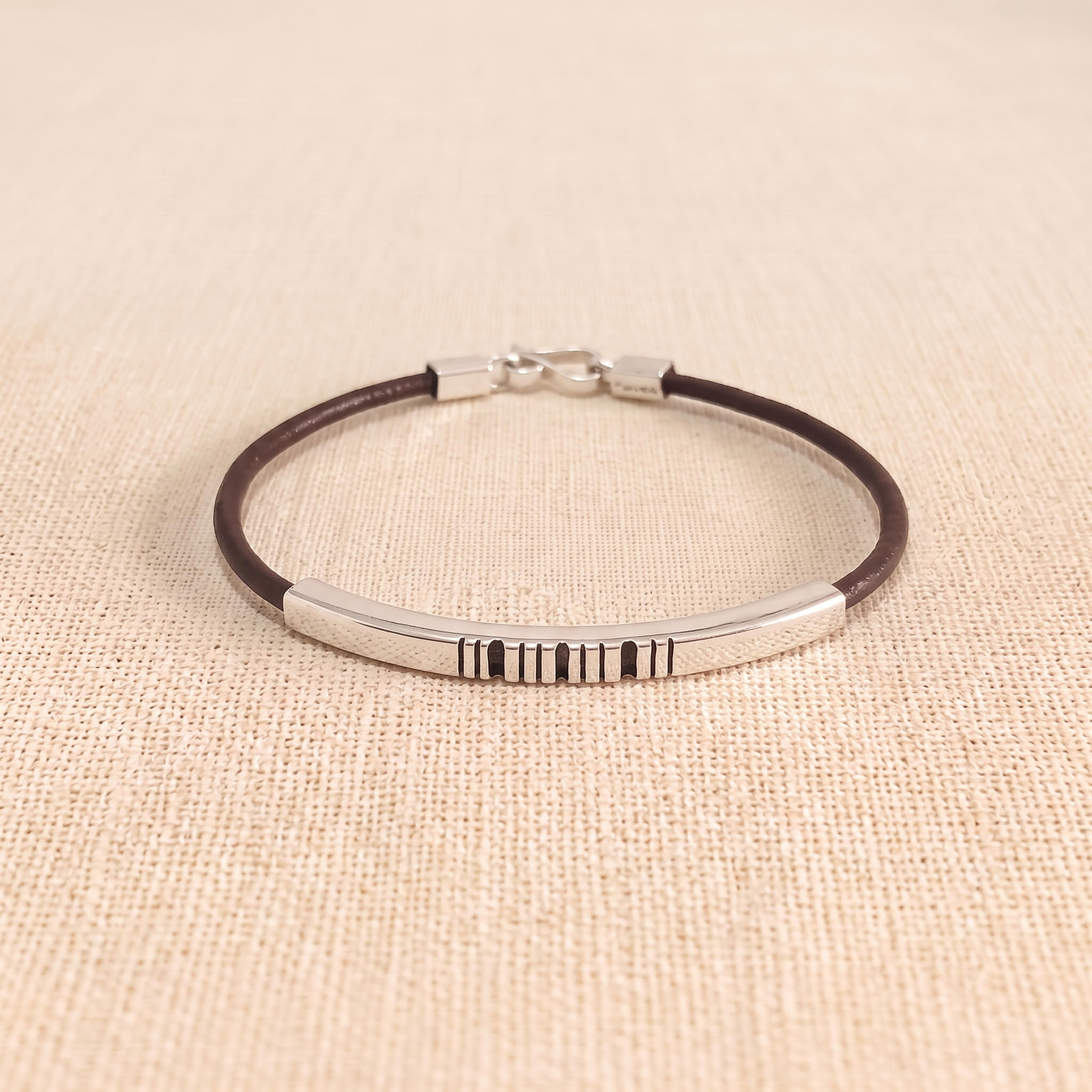 The Matrix Slotted Square-Bar .925 Silver Bracelet – Espresso Edition