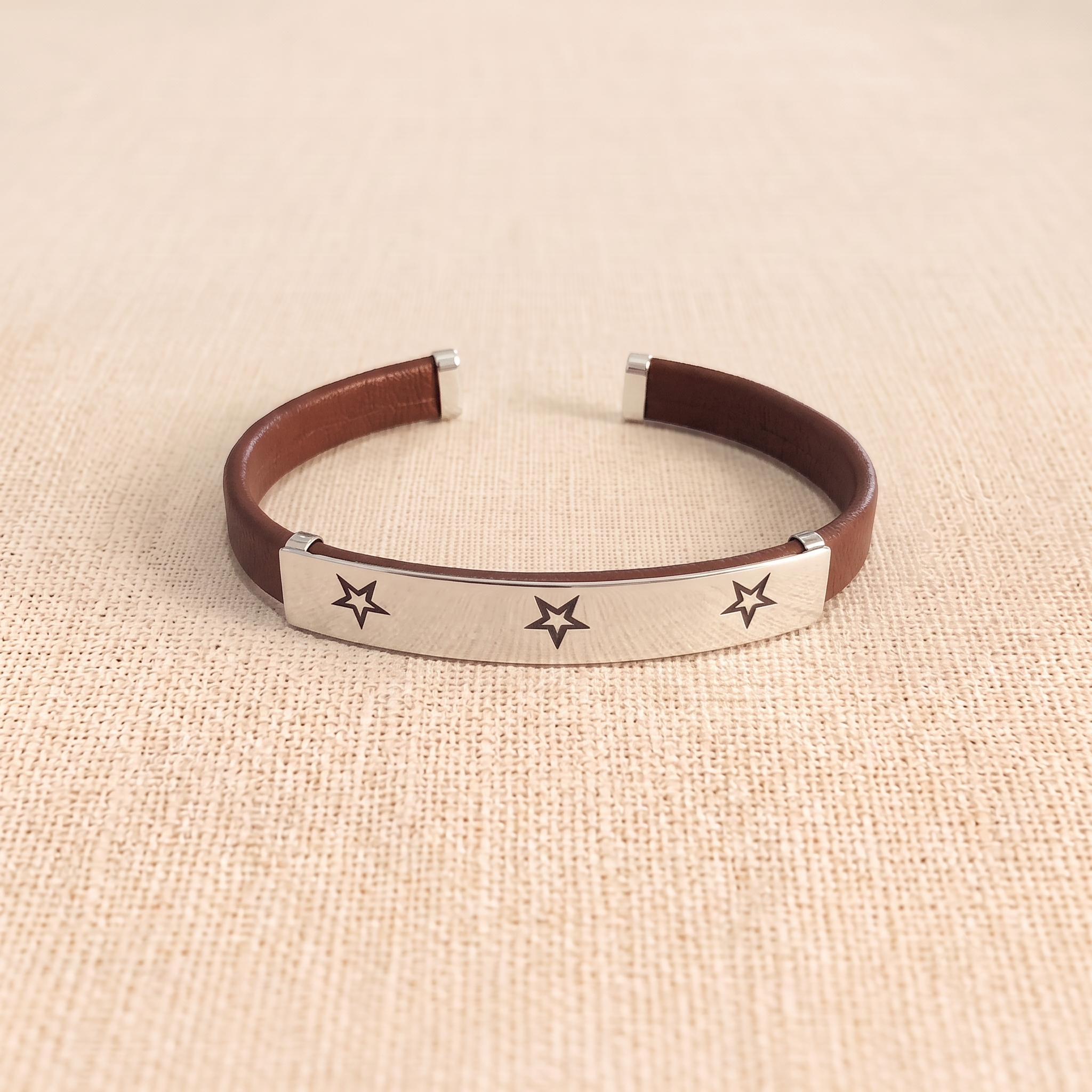 The Altair .925 Sterling Silver & Leather Cuff – Espresso Edition