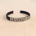 The Safari .925 Sterling Silver & Leather Cuff – Onyx Black Edition