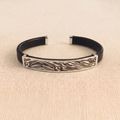The Vanguard .925 Sterling Silver & Leather Cuff – Onyx Black Edition