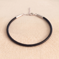 The Nexus Slim Leather Cord Bracelet – Onyx Black Edition